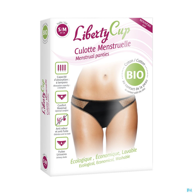 Libertycup culotte menstr. plumetis noir s/m 36-38