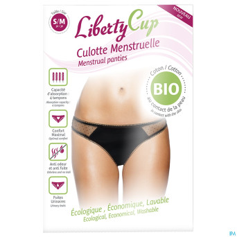 Libertycup culotte menstr. plumetis noir s/m 36-38