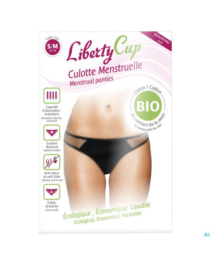 Libertycup culotte menstr. plumetis noir s/m 36-38