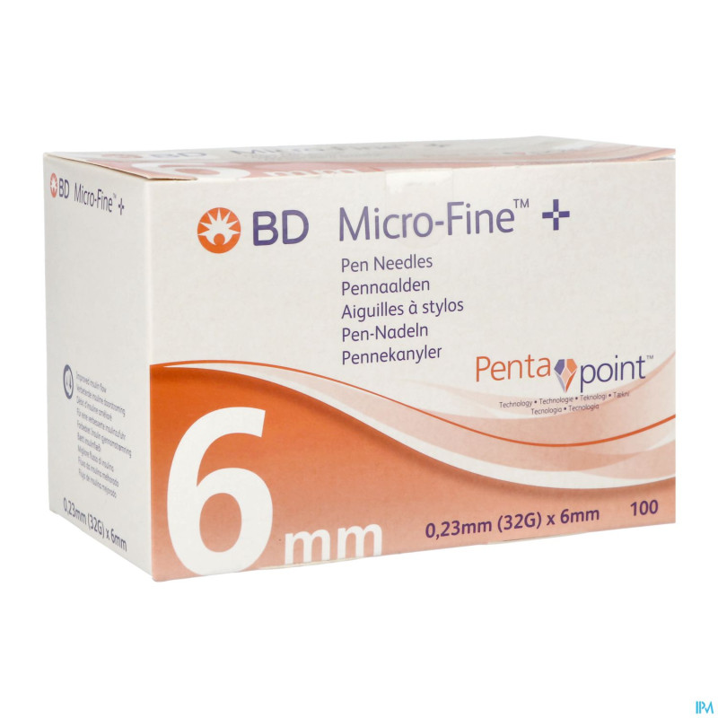 Bd microfine+pentap. aig.stylo 0,23mm 32gx6mm  100