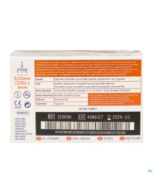 Bd microfine+pentap. aig.stylo 0,23mm 32gx6mm  100