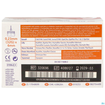 Bd microfine+pentap. aig.stylo 0,23mm 32gx6mm  100