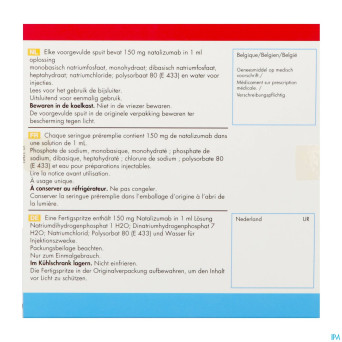 Tysabri 150mg sol inj seringue preremplie 2x1ml