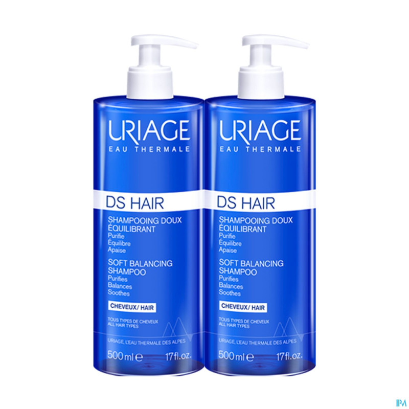 Uriage ds hair sh doux equilibrant   2x500ml promo