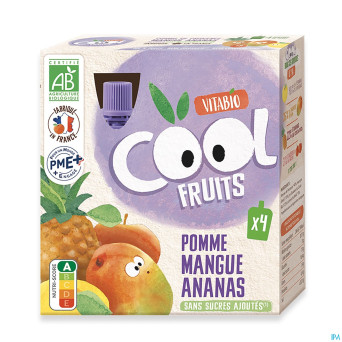 Vitabio cool fruits pomme&mangue&ananas    4x90g