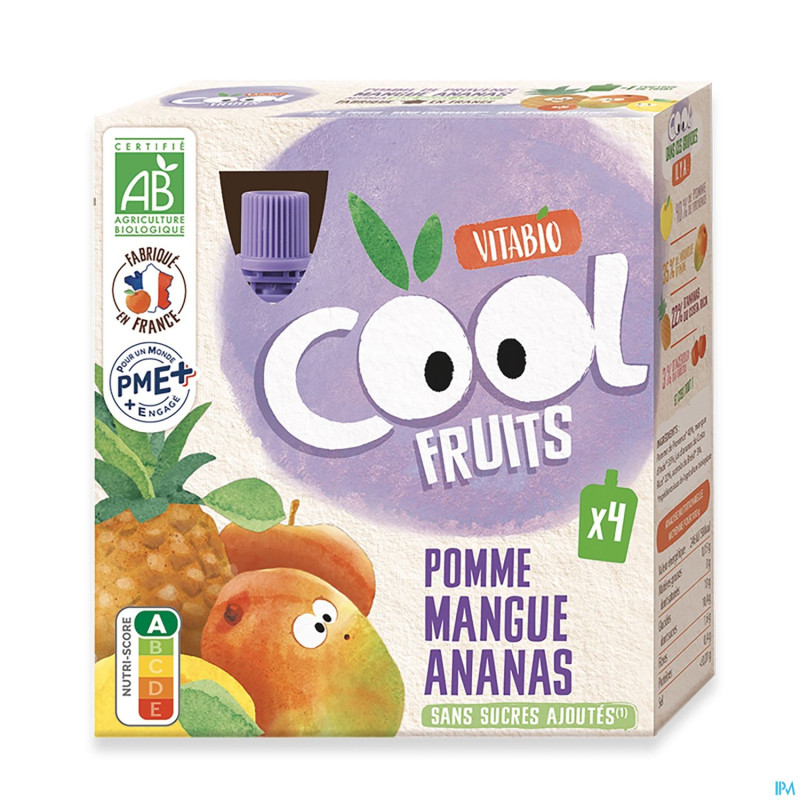 Vitabio cool fruits pomme&mangue&ananas    4x90g