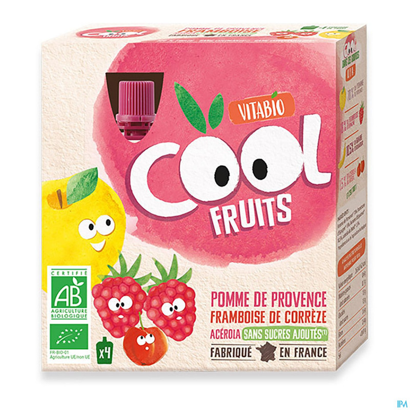 Vitabio cool fruits pomme&framboise&banane   4x90g