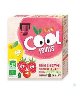 Vitabio cool fruits pomme&framboise&banane   4x90g
