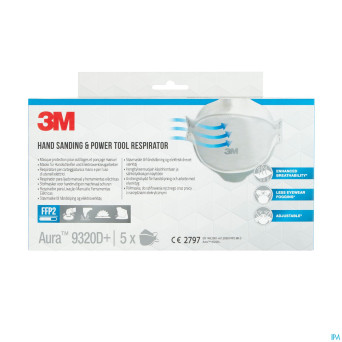 3m aura masque prot. respir. ffp2 9320d+    pack 5
