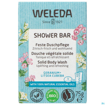 Weleda shower bar geranium + litsea cubeba    75g