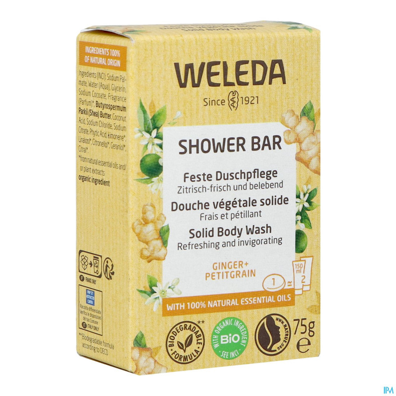 Weleda shower bar gember + petit grain    75g