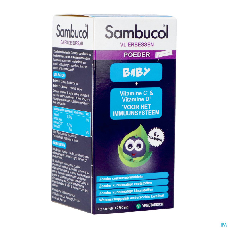 Sambucol baies sureau pdr bebe  sach 14x2200mg