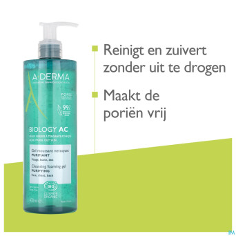 Aderma biology ac gel moussant nettoyant 400ml