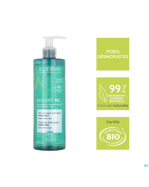 Aderma biology ac gel moussant nettoyant 400ml