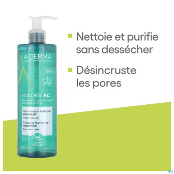Aderma biology ac gel moussant nettoyant 400ml