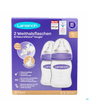 Lansinoh biberon pp natural wave    2x160ml