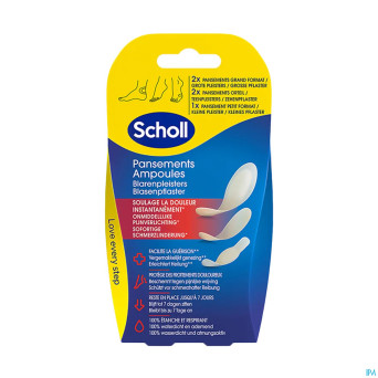 Scholl pans ampoule 2grand+2orteil+1petit s/latex