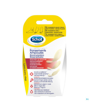 Scholl pans ampoule 2grand+2orteil+1petit s/latex