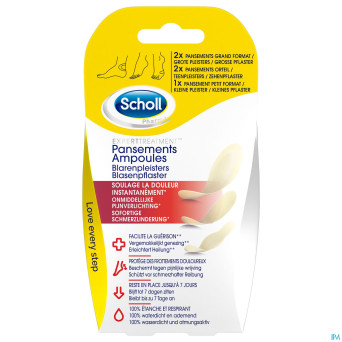 Scholl pans ampoule 2grand+2orteil+1petit s/latex