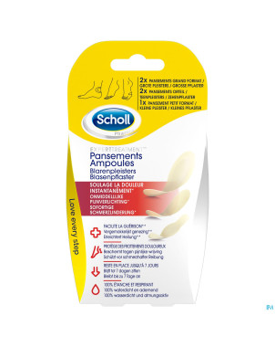 Scholl pans ampoule 2grand+2orteil+1petit s/latex