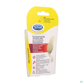 Scholl pans ampoule pansement orteil s/latex  6