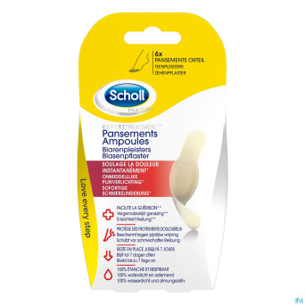 Scholl pans ampoule pansement orteil s/latex  6