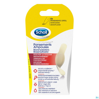 Scholl pans ampoule pansement orteil s/latex  6