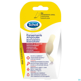 Scholl pans ampoule pansement orteil s/latex  6