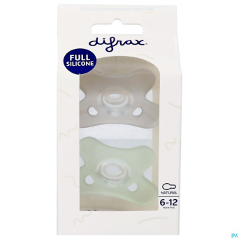 Difrax sucette natural silicone 6-12m stone/sage