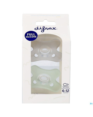 Difrax sucette natural silicone 6-12m stone/sage