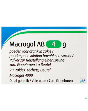 Macrogol ab  4g pdr pour sol buvable sach 20