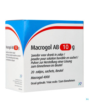 Macrogol ab 10g pdr pour sol buvable sach 20
