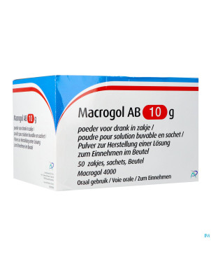 Macrogol ab 10g pdr pour sol buvable sach 50