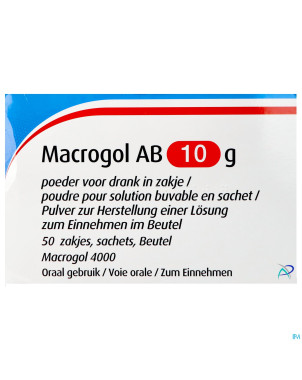 Macrogol ab 10g pdr pour sol buvable sach 50