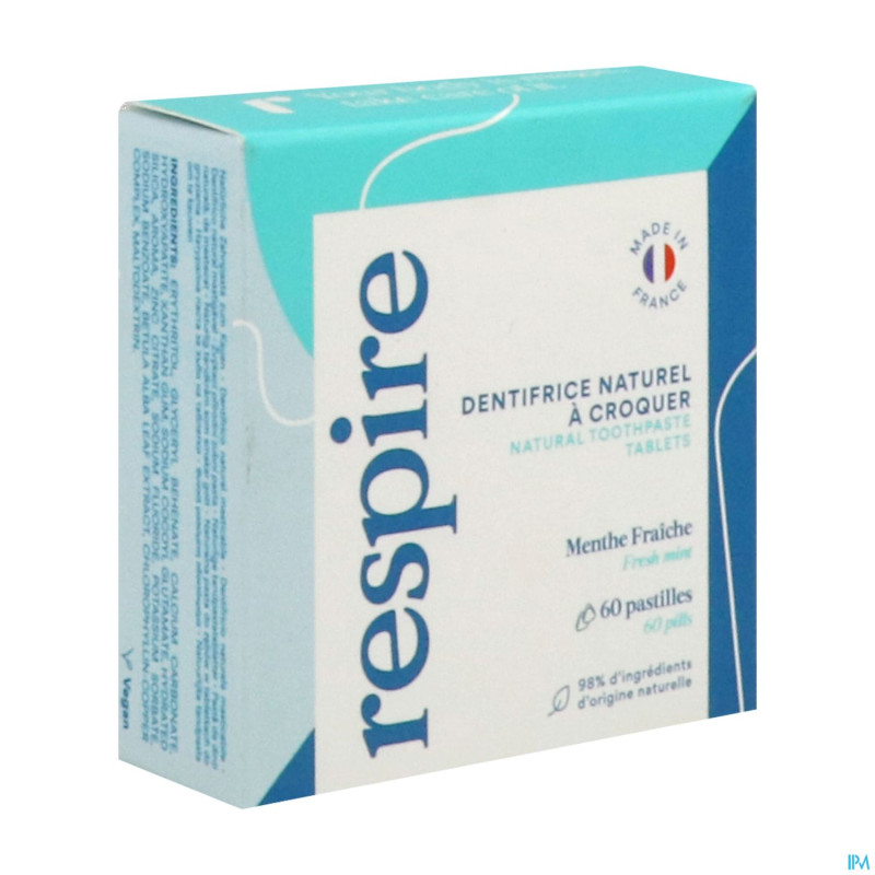 Respire dentifrice solide pastilles   60 avec etui