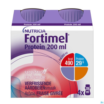 Fortimel protein 200ml fraise givree 4x200ml