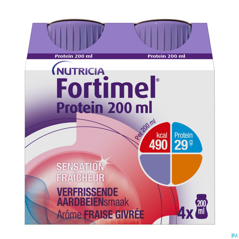 Fortimel protein 200ml fraise givree 4x200ml