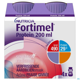 Fortimel protein 200ml fraise givree 4x200ml