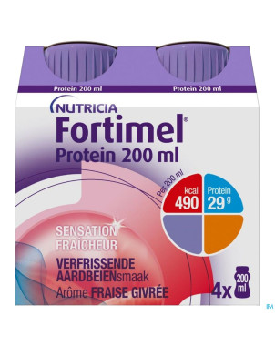 Fortimel protein 200ml fraise givree 4x200ml