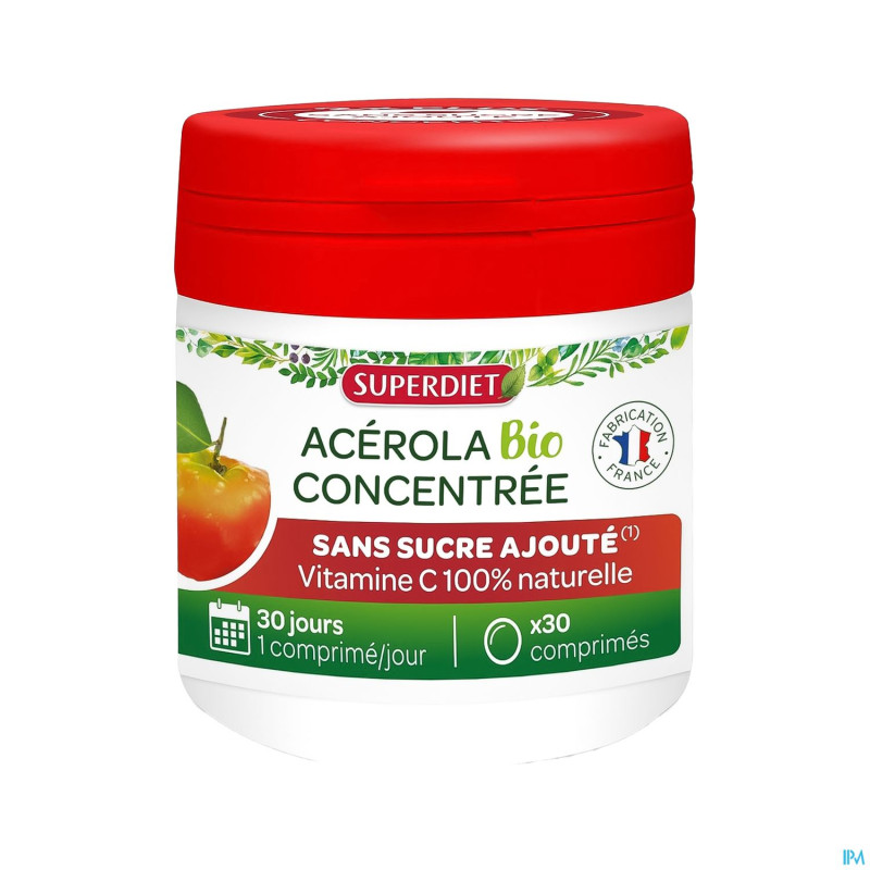 Superdiet acerola concentree bio comp a croq. 30