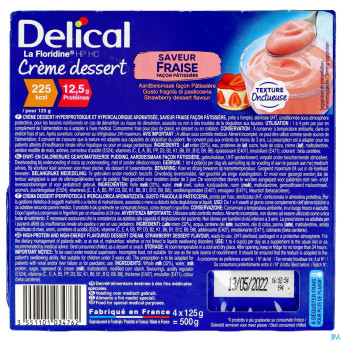 Delical creme dessert la floridine fraise   4x125g