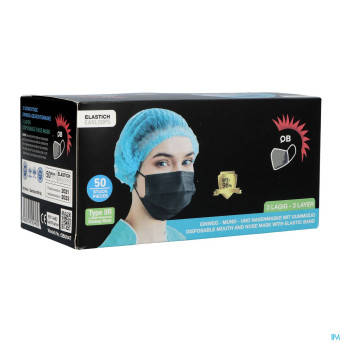 Masque chirurg. type 2r noir 50