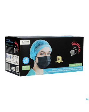 Masque chirurg. type 2r noir 50