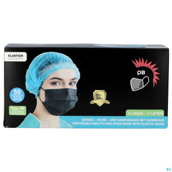 Masque chirurg. type 2r noir 50