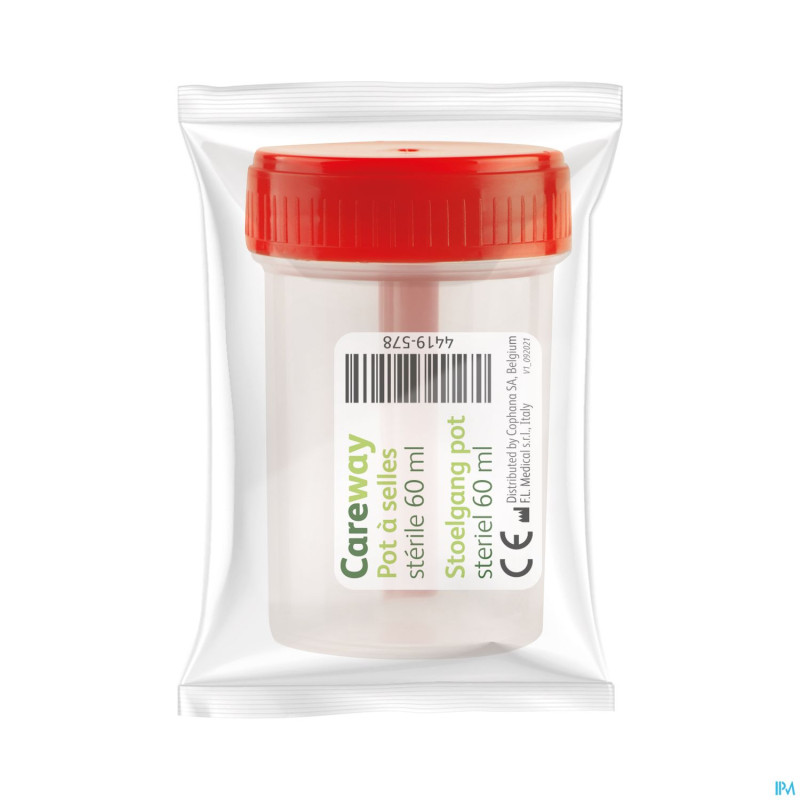 Careway pot selles sterile + spatule 60ml
