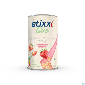 Etixx live vegan protein shake strawberry pdr 448g
