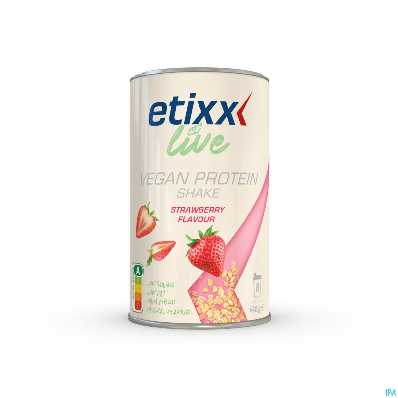 Etixx live vegan protein shake strawberry pdr 448g