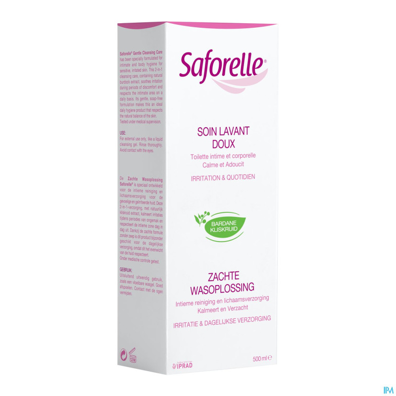 Saforelle soin lavant doux 500ml + prot.slips   30