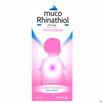 Muco rhinathiol 2% enfant sirop s/sucre 200ml nf