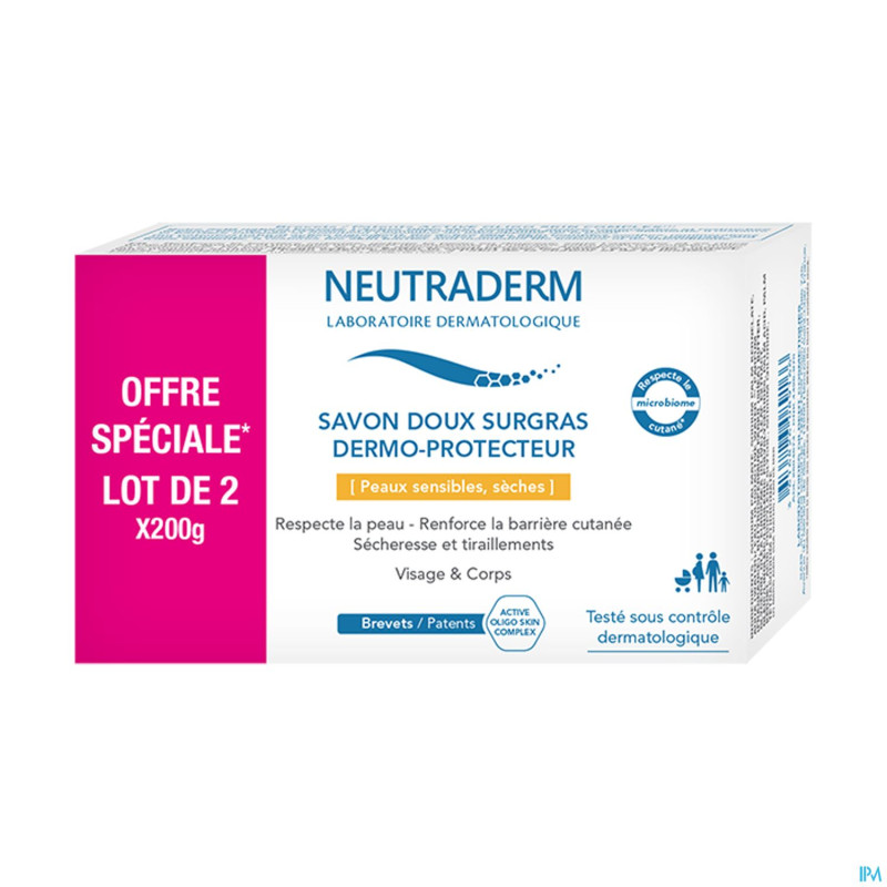 Neutraderm lot 2 savons doux surgras    200g